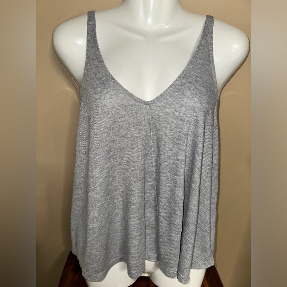 Intimately by Free People loose but Elegant Gray V-Neck Tank Top